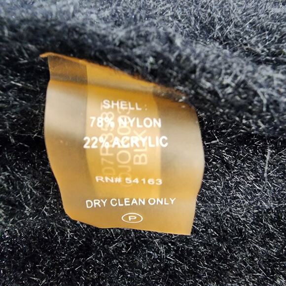 Calvin Klein Cardigan Sweater Women XL Black Fuzzy Open Front Long Sleeve Career - Picture 9 of 10
